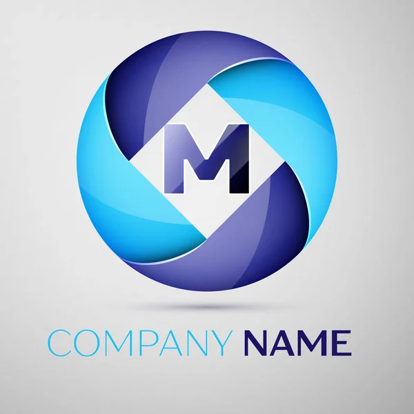 M-літера барвистий логотип в колі. Векторний шаблон вашого дизайну — стоковий вектор