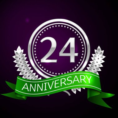 Gümüş Yüzük ve kurdele ile yirmi dört yıl yıldönümü kutlama.