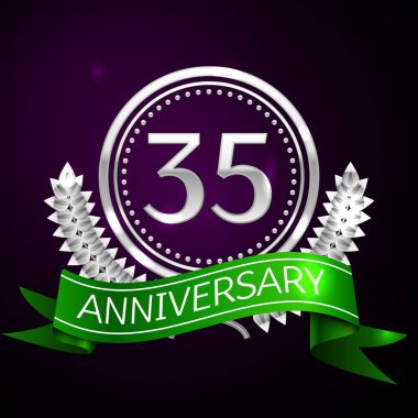 Otuz beş yıl yıldönümü kutlamaları gümüş halkalı ve şerit.