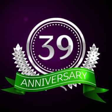 Otuz dokuz yıl yıldönümü kutlamaları gümüş halkalı ve şerit.