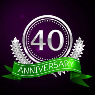 Kırk yıl yıldönümü kutlamaları gümüş halkalı ve şerit.