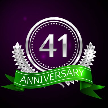 Kırk bir yıl yıldönümü kutlamaları gümüş halkalı ve şerit.