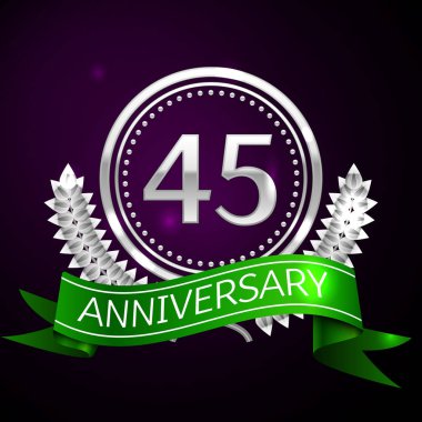 Kırk beş yıl yıldönümü kutlamaları gümüş halkalı ve şerit.