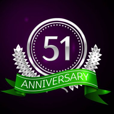 Elli bir yıl yıldönümü kutlamaları gümüş halkalı ve şerit.