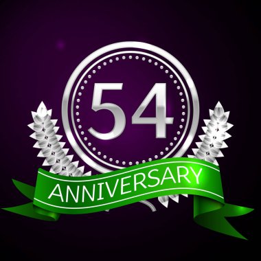 Elli dört yıl yıldönümü kutlamaları gümüş halkalı ve şerit.