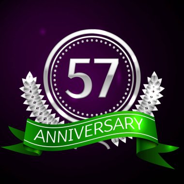 Elli yedi yıl yıldönümü kutlamaları gümüş halkalı ve şerit.