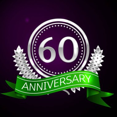 Altmış yıl yıldönümü kutlamaları gümüş halkalı ve şerit.