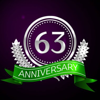 Altmış üç yıl yıldönümü kutlamaları gümüş halkalı ve şerit.