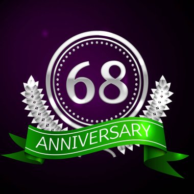 Gümüş Yüzük ve kurdele ile Altmış sekiz yıl yıldönümü kutlama.