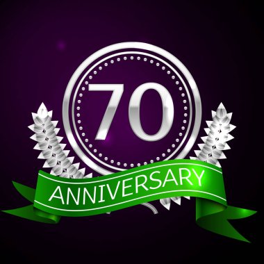 Gümüş Yüzük ve kurdele ile yetmiş yıl yıldönümü kutlama.