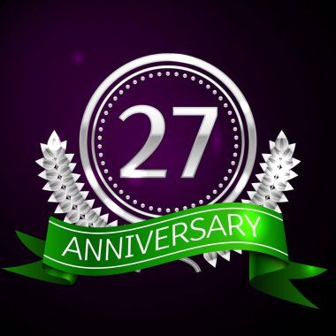 Yirmi yedi yıl yıldönümü kutlamaları gümüş halkalı ve şerit.