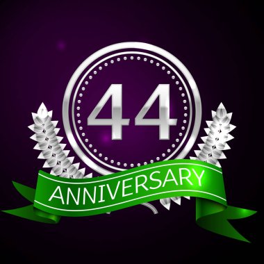 Kırk dört yıl yıldönümü kutlamaları gümüş halkalı ve şerit.