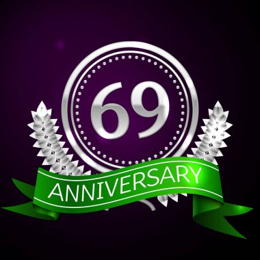 Gümüş Yüzük ve kurdele ile Altmış dokuz yıl yıldönümü kutlama.