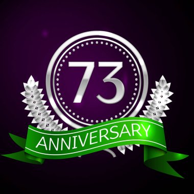 Yetmiş üç yıl yıldönümü kutlamaları gümüş halkalı ve şerit.