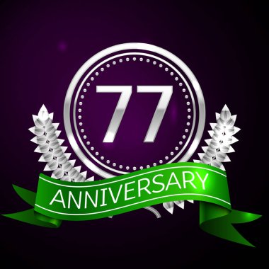 Yetmiş Yedi yıl yıldönümü kutlamaları gümüş halkalı ve şerit.