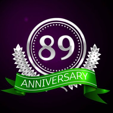 Seksen dokuz yıl yıldönümü kutlamaları gümüş halkalı ve şerit.