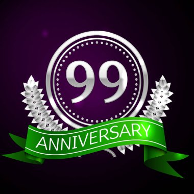 Doksan dokuz yıl yıldönümü kutlamaları gümüş halkalı ve şerit.