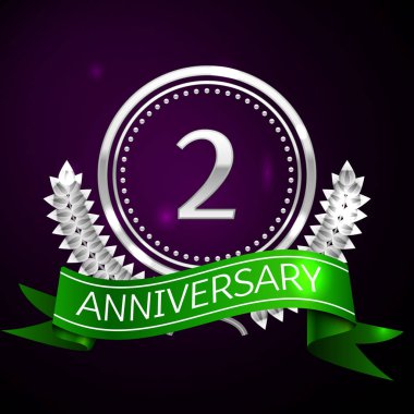 Gümüş Yüzük ve kurdele ile iki yıl yıldönümü kutlama.