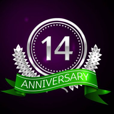 On dört yıl yıldönümü kutlamaları gümüş halkalı ve şerit.