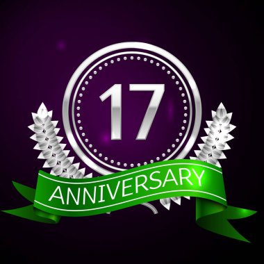 On yedi yıl yıldönümü kutlamaları gümüş halkalı ve şerit.