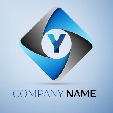 Y harfi vektör logo simge renkli rhombus. Tasarımınız için vektör şablonu