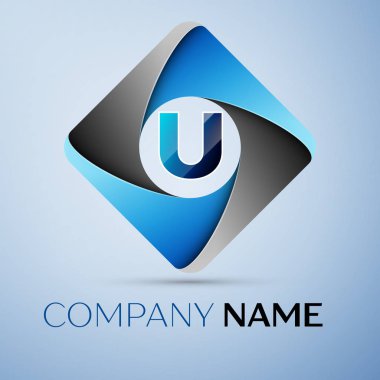 U harfi vektör logo simge renkli rhombus. Tasarımınız için vektör şablonu
