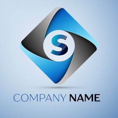 Renkli rhombus S harfi vektör logo simge. Tasarımınız için vektör şablonu