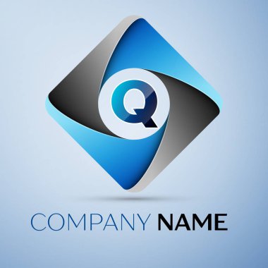 Renkli rhombus harf Q vektör logo simge. Tasarımınız için vektör şablonu