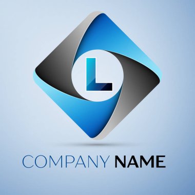 L harfi vektör logo simge renkli rhombus. Tasarımınız için vektör şablonu