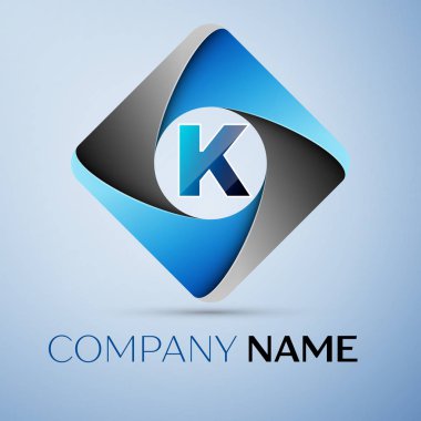 K harfi vektör logo simge renkli rhombus. Tasarımınız için vektör şablonu