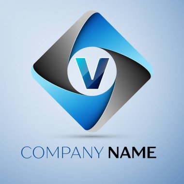 Renkli rhombus harf V vektör logo simge. Tasarımınız için vektör şablonu
