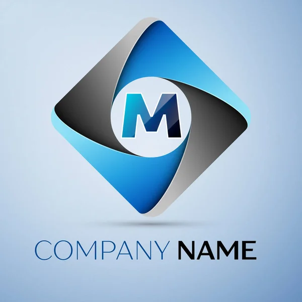 Letter M vector logo symbol in the colorful rhombus. Vector template for your design — Stock Vector