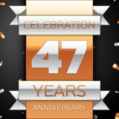 Kırk yedi yıl yıldönümü kutlama altın ve gümüş arka plan. Yıldönümü şerit