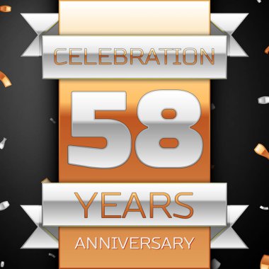 Elli sekiz yıl yıldönümü kutlama altın ve gümüş arka plan. Yıldönümü şerit