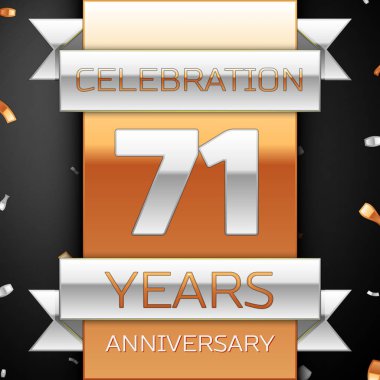 Yetmiş bir yıl yıldönümü kutlama altın ve gümüş arka plan. Yıldönümü şerit