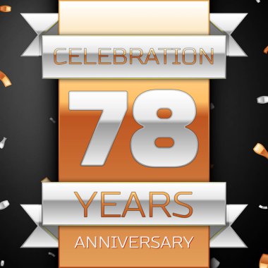 Yetmiş sekiz yıl yıldönümü kutlama altın ve gümüş arka plan. Yıldönümü şerit