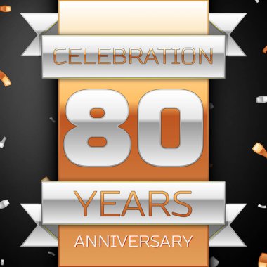 Seksen yıl yıldönümü kutlama altın ve gümüş arka plan. Yıldönümü şerit