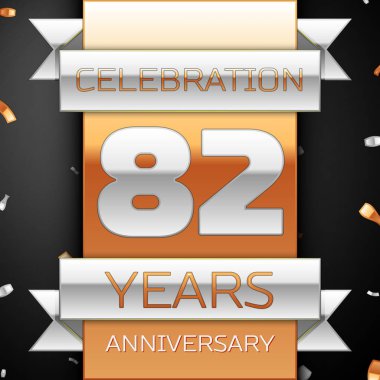 Seksen iki yıl yıldönümü kutlama altın ve gümüş arka plan. Yıldönümü şerit