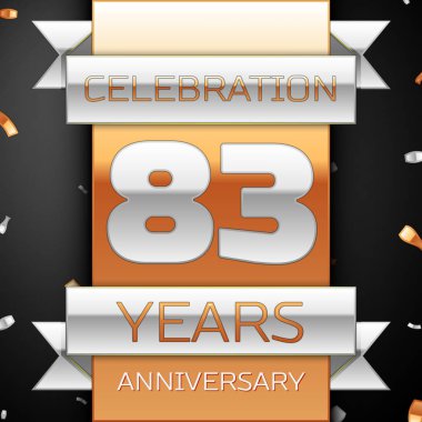 Seksen üç yıl yıldönümü kutlama altın ve gümüş arka plan. Yıldönümü şerit