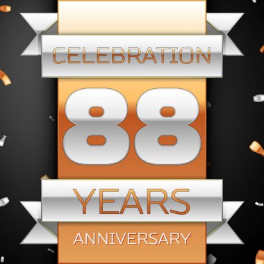 Seksen sekiz yıl yıldönümü kutlama altın ve gümüş arka plan. Yıldönümü şerit