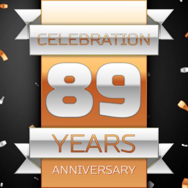 Seksen dokuz yıl yıldönümü kutlama altın ve gümüş arka plan. Yıldönümü şerit