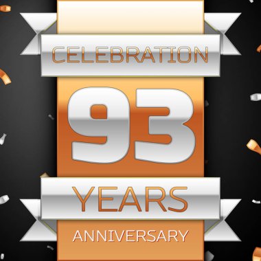 Doksan üç yıl yıldönümü kutlama altın ve gümüş arka plan. Yıldönümü şerit