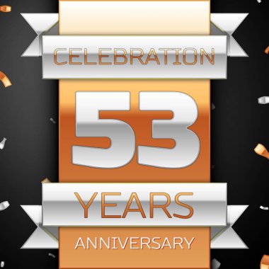 Elli üç yıl yıldönümü kutlama altın ve gümüş arka plan. Yıldönümü şerit