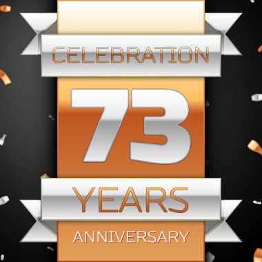 Yetmiş üç yıl yıldönümü kutlama altın ve gümüş arka plan. Yıldönümü şerit