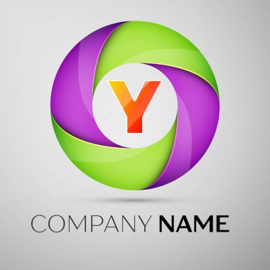 Y harfi vektör logo sembol renkli daire içinde. Tasarımınız için vektör şablonu
