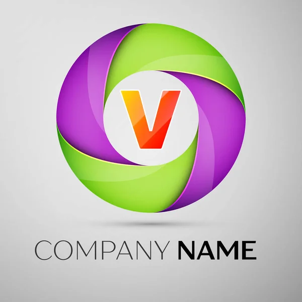 Letter V vector logo symbol in the colorful circle. Vector template for your design — Stock Vector