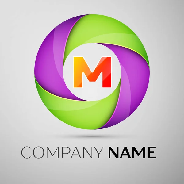 Символ векторного логотипа буквы М в красочном круге. Векторный шаблон для Вашего дизайна — стоковый вектор