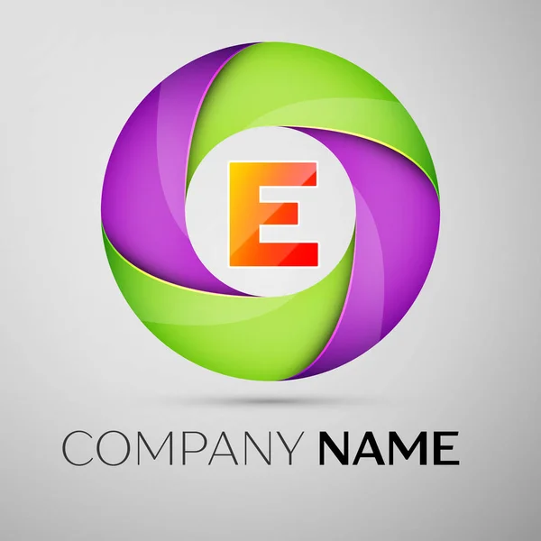 Lettera E simbolo del logo vettoriale nel cerchio colorato. Modello vettoriale per il tuo design — Vettoriale Stock