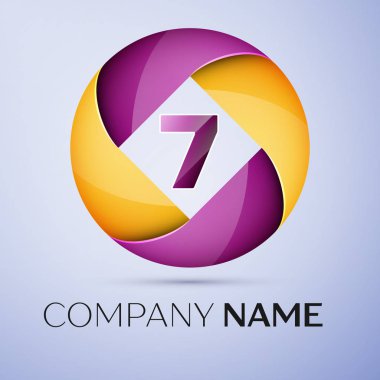 Yedi numaralı vektör logo sembol renkli daire içinde. Tasarımınız için vektör şablonu