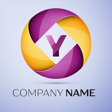 Y harfi vektör logo sembol renkli daire içinde. Tasarımınız için vektör şablonu